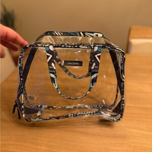 Vera Bradley Clear Cosmetic Bag with Blue and Green Accents